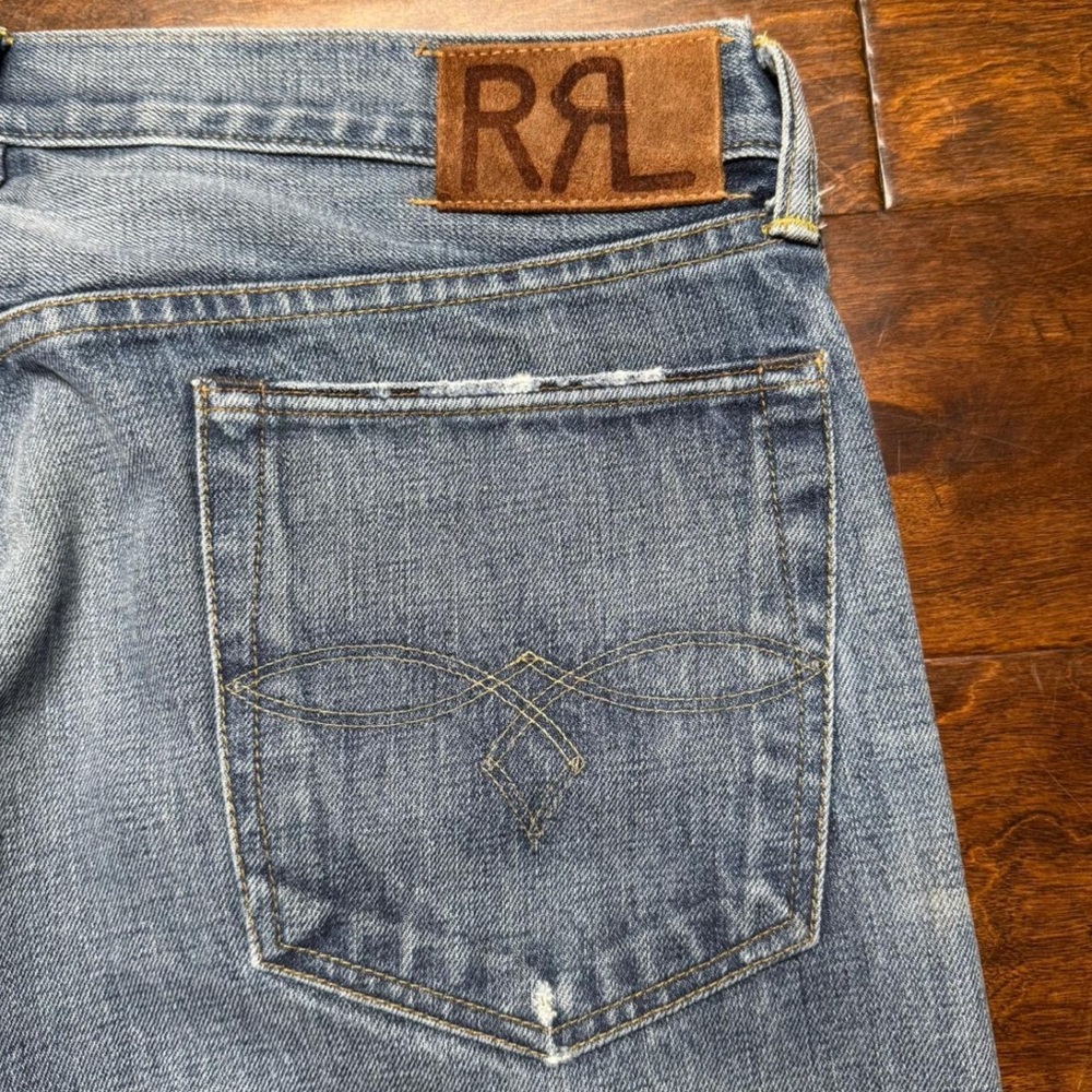Men's RRL LOW STRAIGHT Fit Blue Jeans - Picture 6 of 7